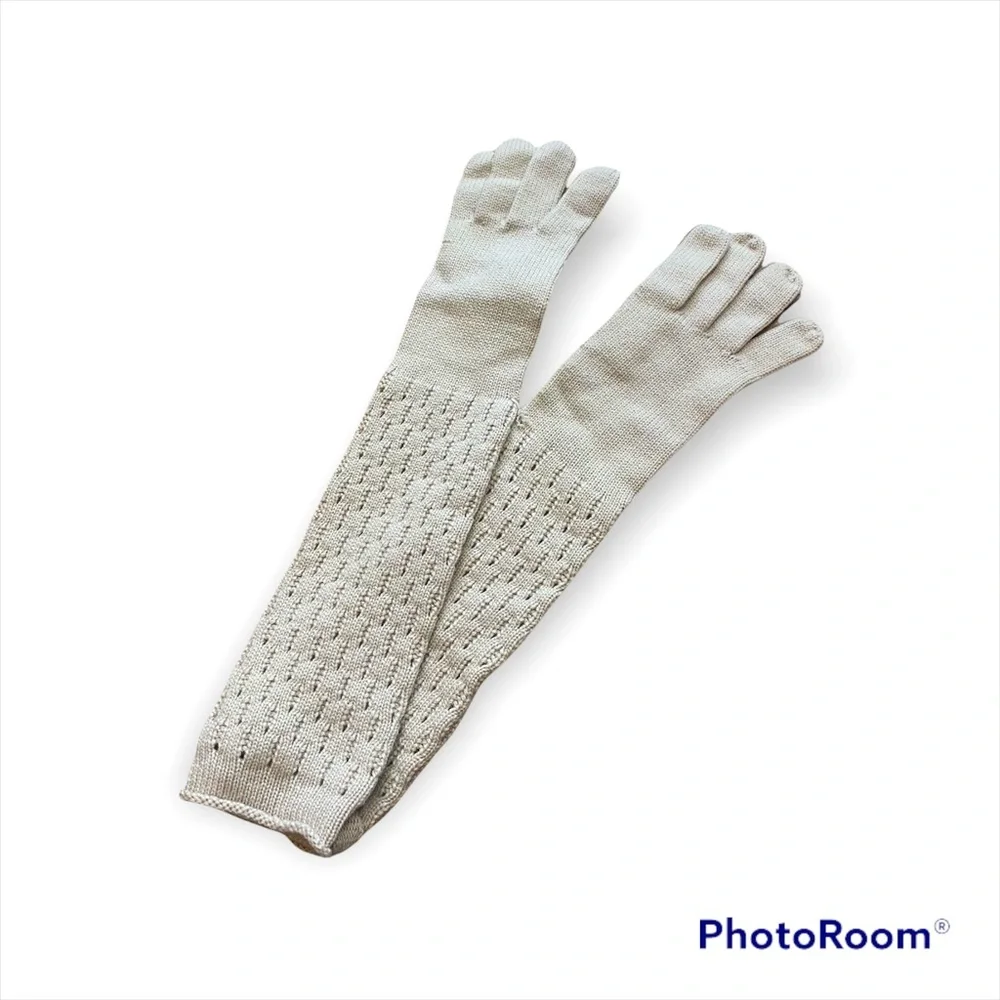 Loro Piana Baby Cashmere Long Pointelle Gloves — New